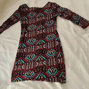 Hot Kiss tribal boho aztec print bodycon dress M